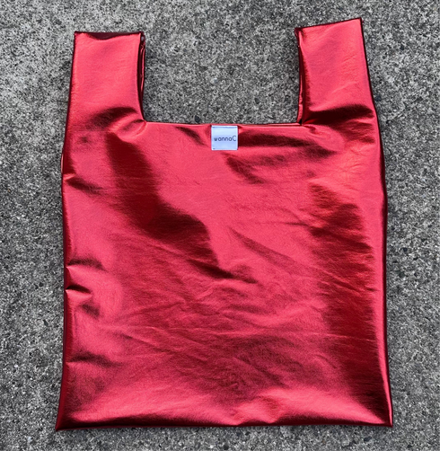 Metallic hand bag -red-
