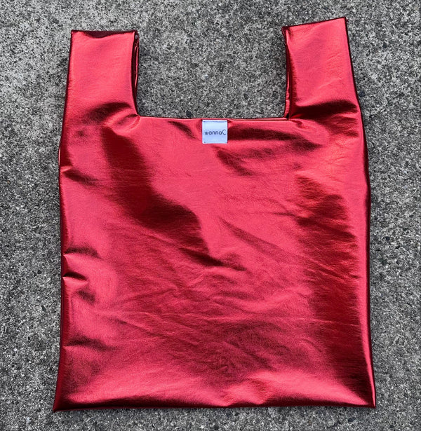 Metallic hand bag -red-