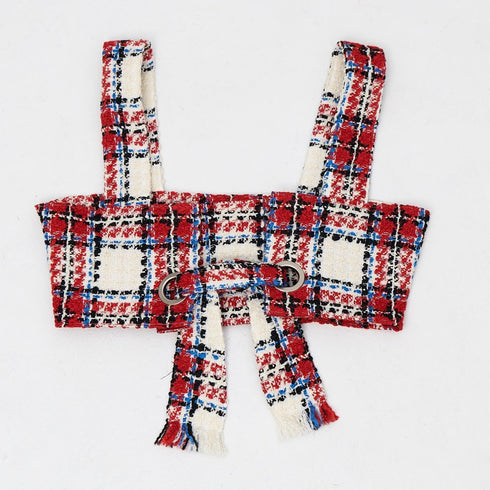 Waffle Tweed Vest -Red-