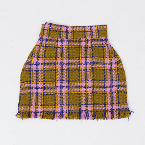 Waffle Tweed Skirt -Khaki-