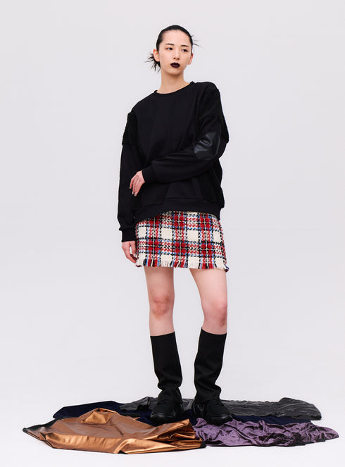 Waffle Tweed Skirt -Red-