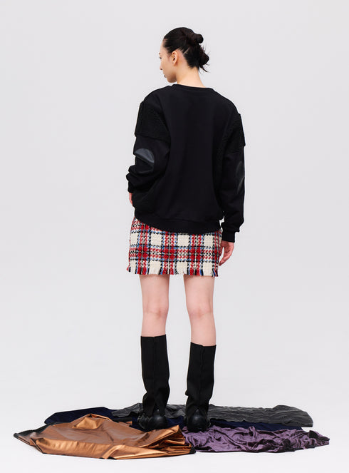 Waffle Tweed Skirt -Red-