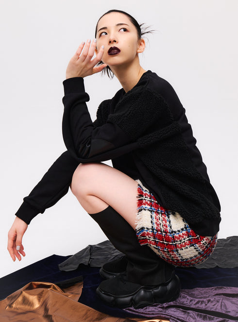 Waffle Tweed Skirt -Red-