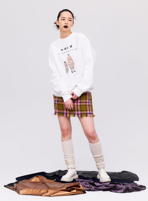 Waffle Tweed Skirt -Khaki-