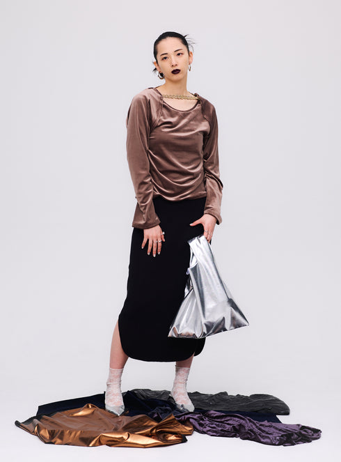 Metallic hand bag -silver-