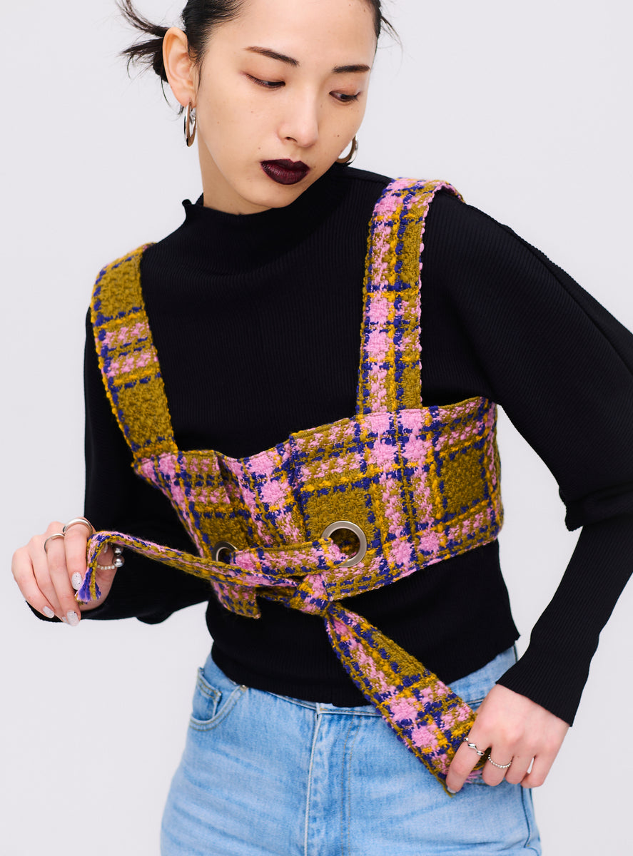 Waffle Tweed Vest -Khaki- – WannaC