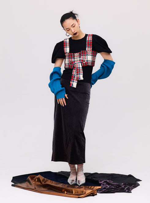 Waffle Tweed Vest -Red-