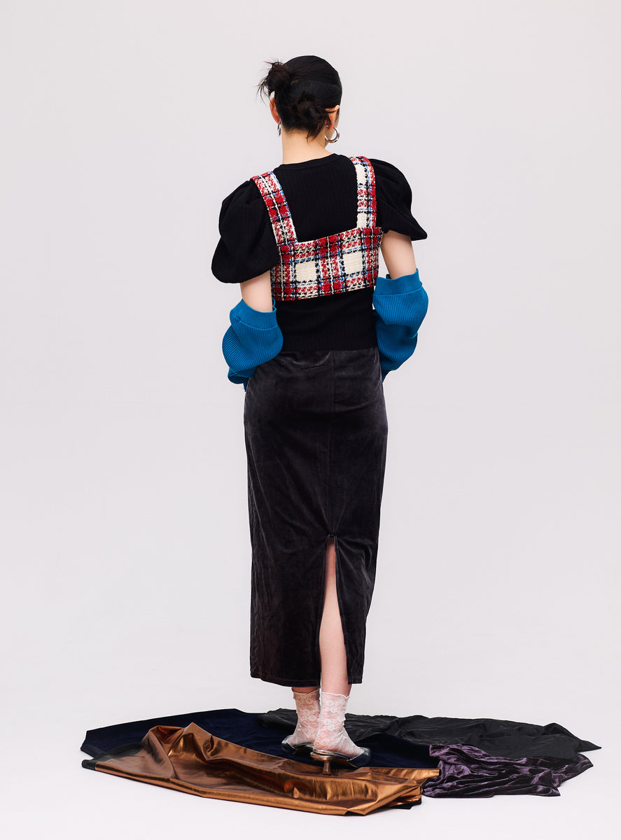 Waffle Tweed Vest -Red- – WannaC