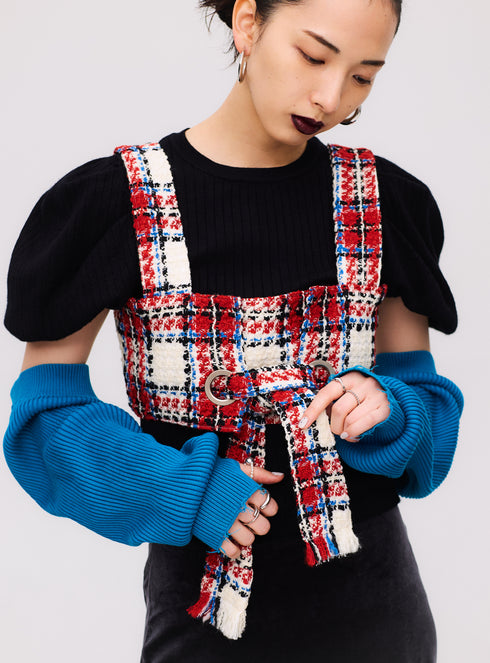 Waffle Tweed Vest -Red-