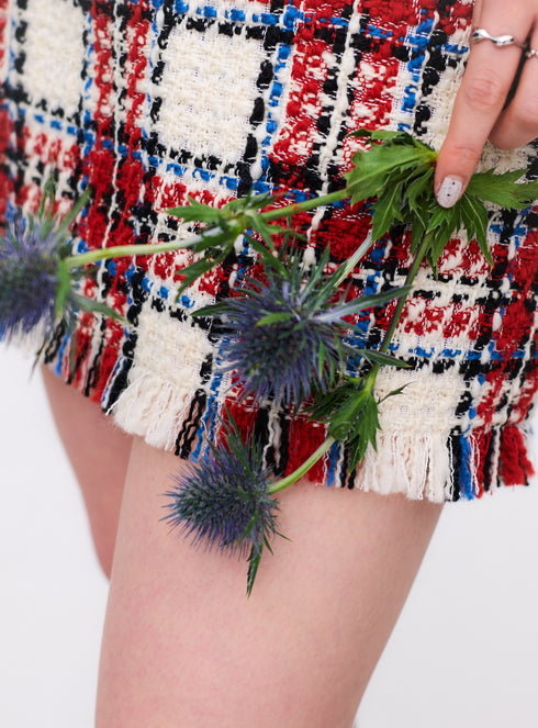 Waffle Tweed Skirt -Red-