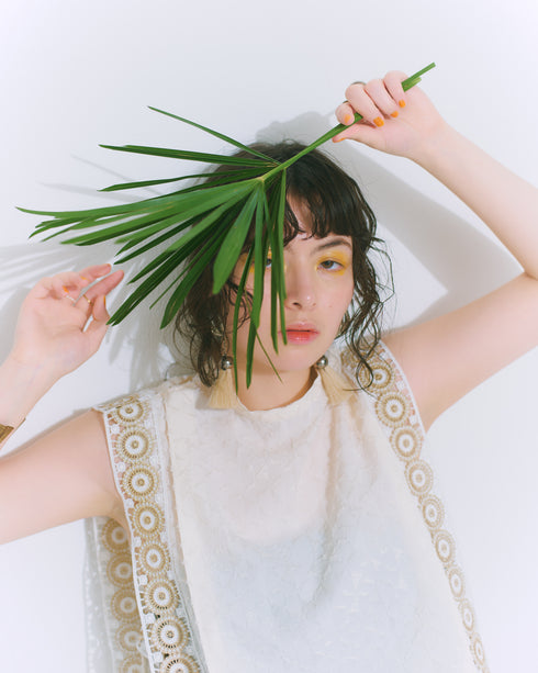 Jacquard Vest  -sun white-