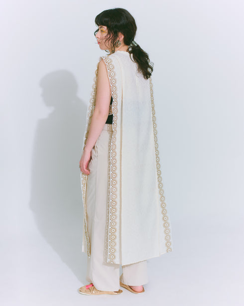 Jacquard Vest  -sun white-