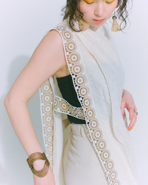 Jacquard Vest  -sun white-