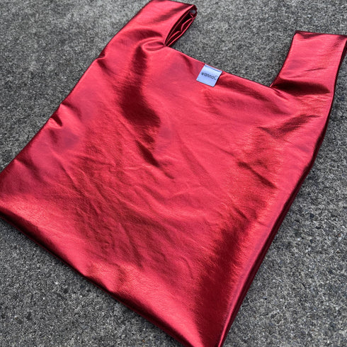 Metallic hand bag -red-