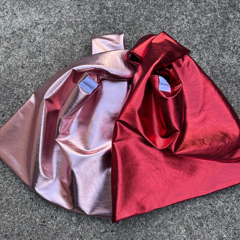Metallic hand bag -red-
