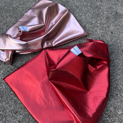 Metallic hand bag -red-