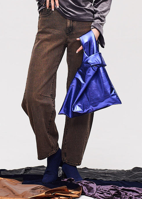 Metallic hand bag -blue-