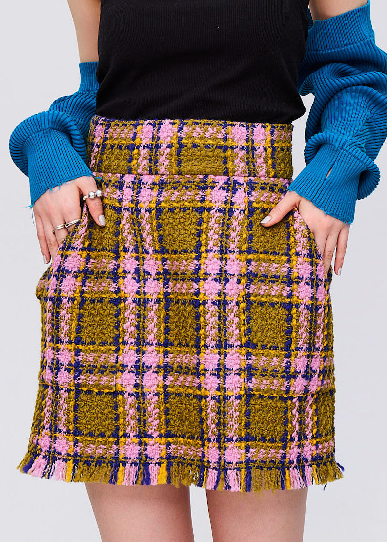 Waffle Tweed Skirt -Khaki- – WannaC