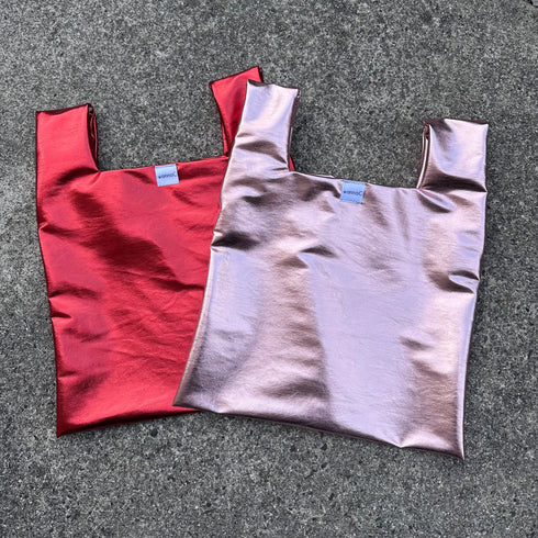 Metallic hand bag -red-