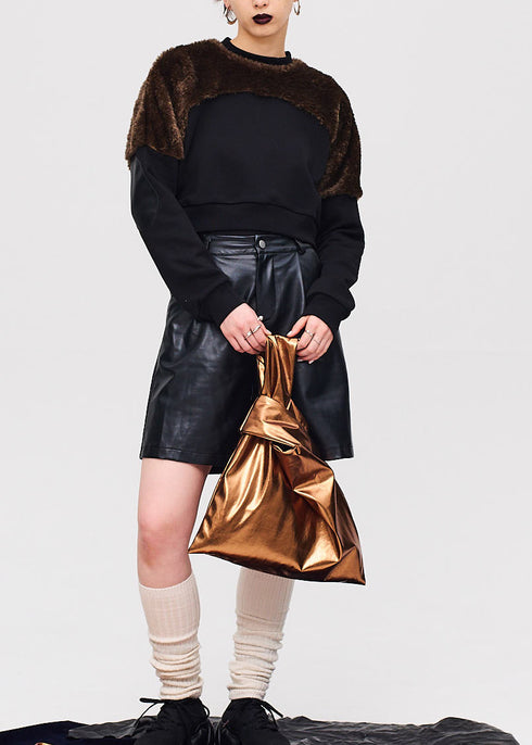 Metallic hand bag -bronze-