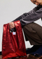 Metallic hand bag -red-