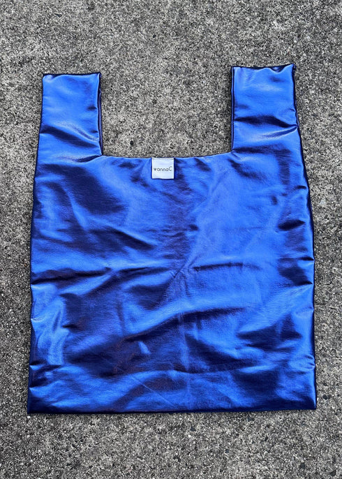 Metallic hand bag -blue-