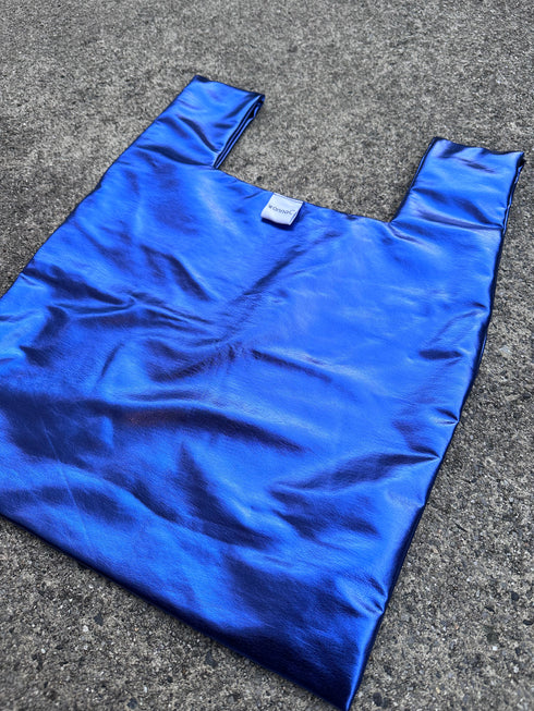 Metallic hand bag -blue-