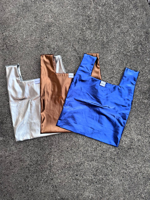 Metallic hand bag -blue-