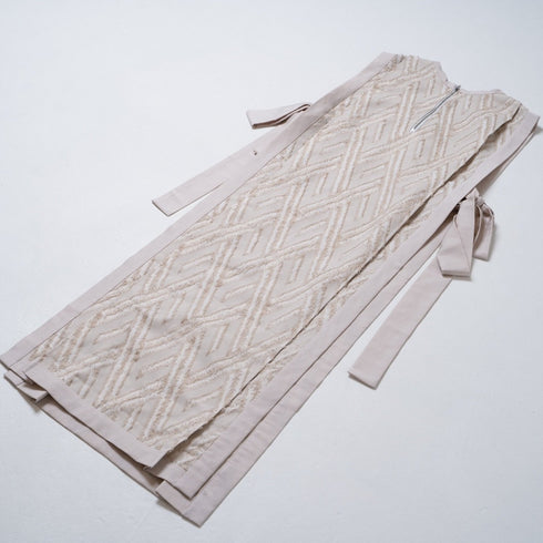 cut jacquard dress -white-