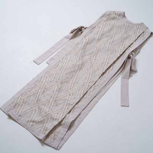 cut jacquard dress -white-